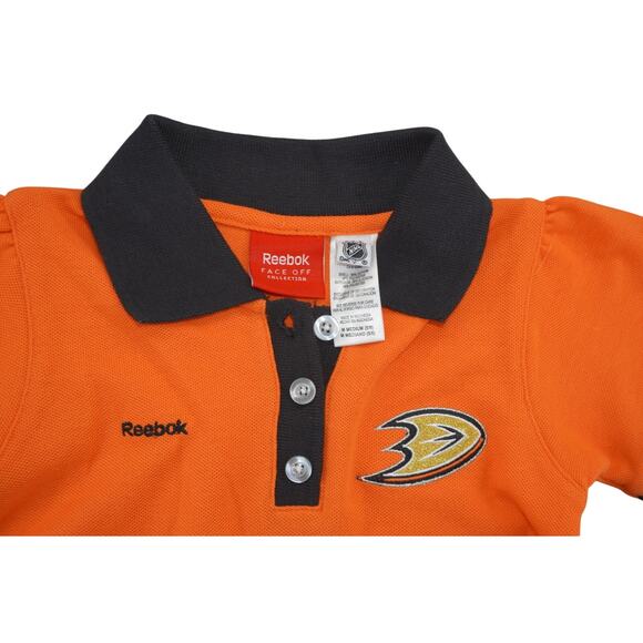 Reebok Anaheim Ducks Girls Polo Dress Orange NHL Face-Off Collection Size 5/6 - Picture 2 of 5